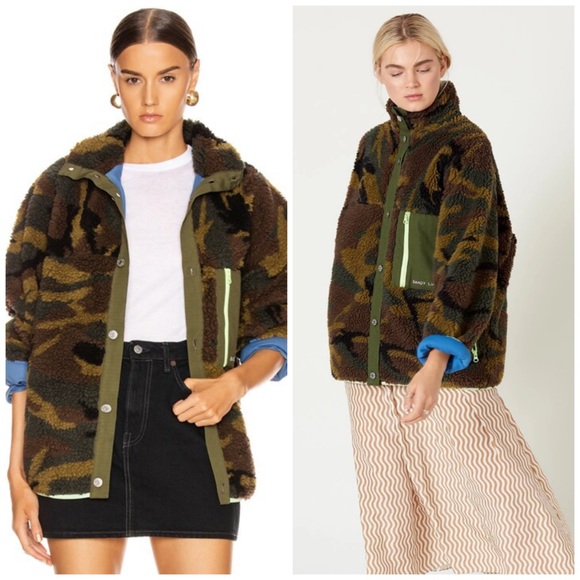 Sandy Liang Jackets & Blazers - Sandy Liang Rory Fleece Camo Teddy Jacket Green Size XS Casual Designer